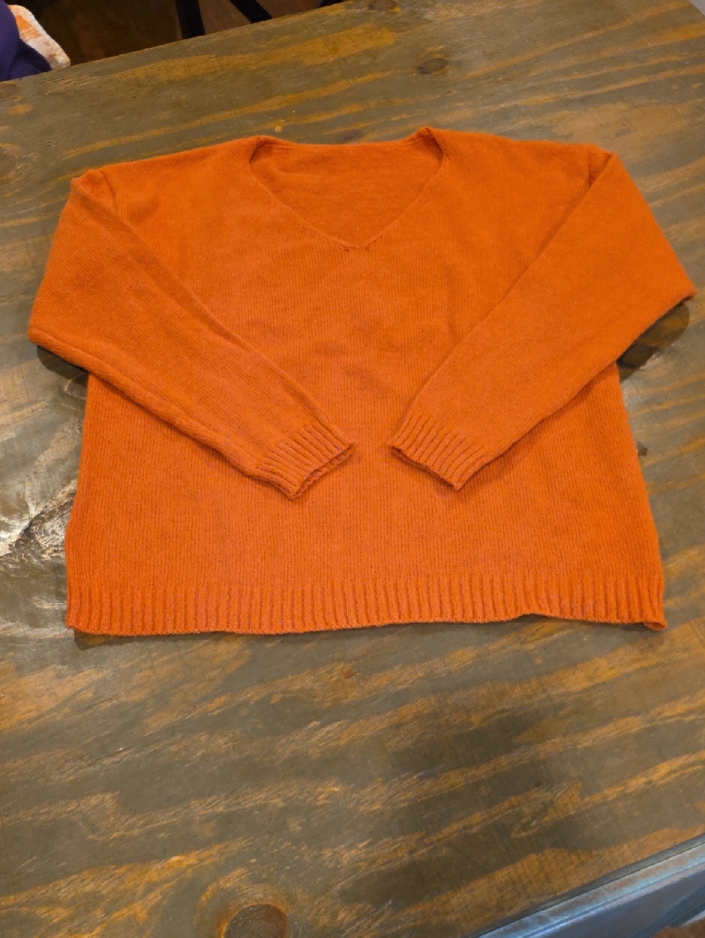 Women's V-Neck Sweater in Orange
